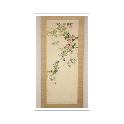 Hasegawa Gyokuhō - Roses and Field Sparrow () - 19th century v2 - STICKER Vinyl Kiss-Cut Decal
