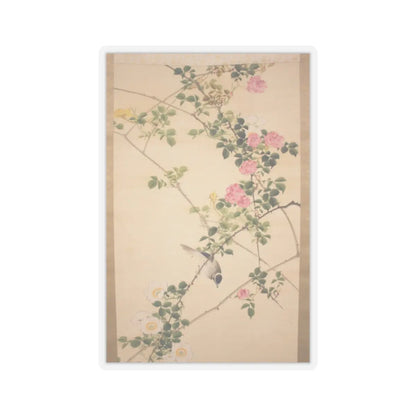 Hasegawa Gyokuhō - Roses and Field Sparrow () - 19th century v4 - STICKER Vinyl Kiss-Cut Decal