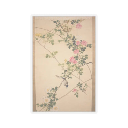 Hasegawa Gyokuhō - Roses and Field Sparrow () - 19th century v4 - STICKER Vinyl Kiss-Cut Decal