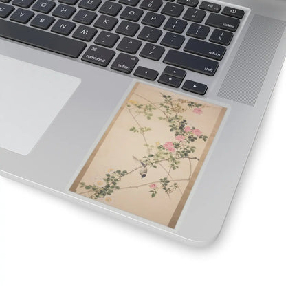 Hasegawa Gyokuhō - Roses and Field Sparrow () - 19th century v4 - STICKER Vinyl Kiss-Cut Decal