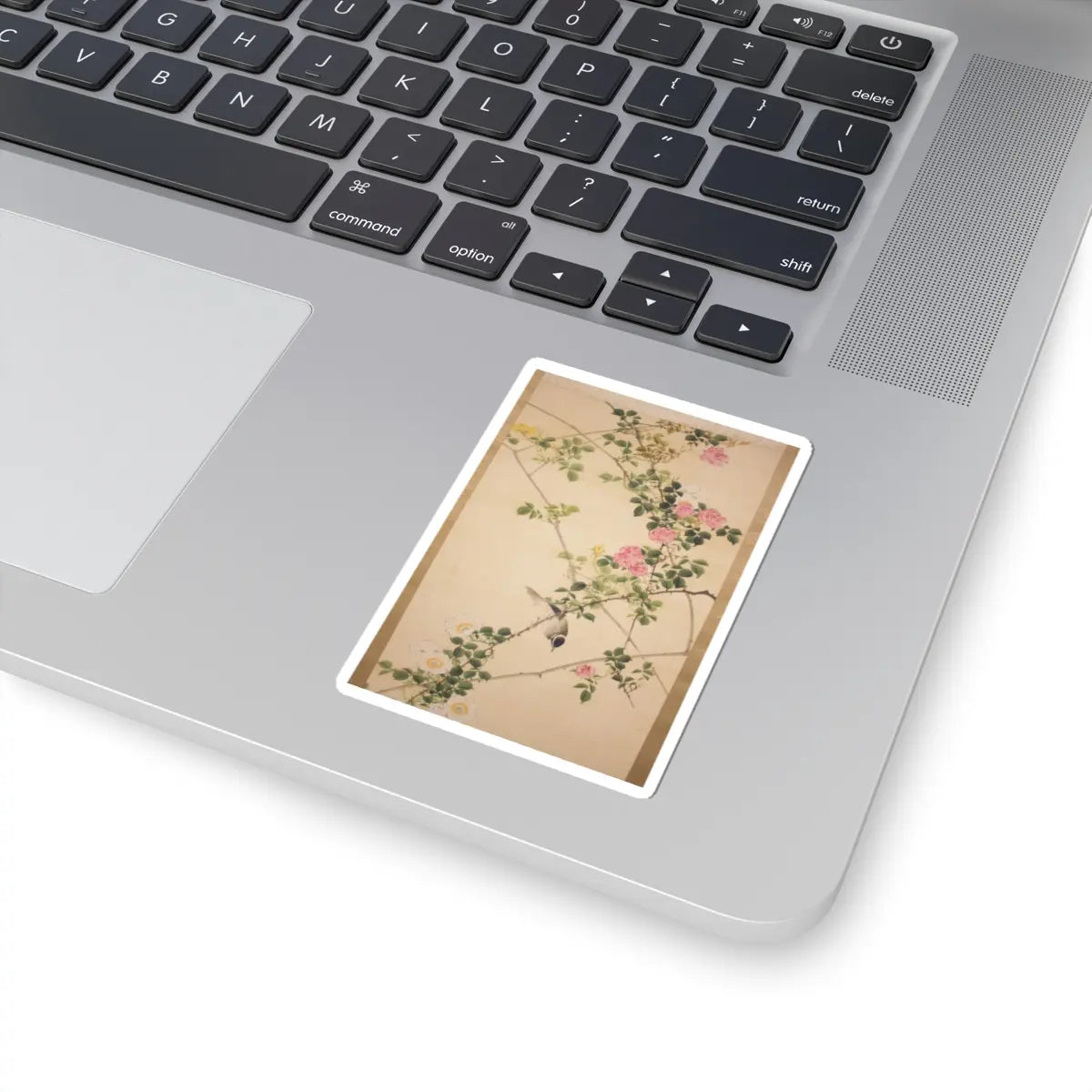 Hasegawa Gyokuhō - Roses and Field Sparrow () - 19th century v4 - STICKER Vinyl Kiss-Cut Decal