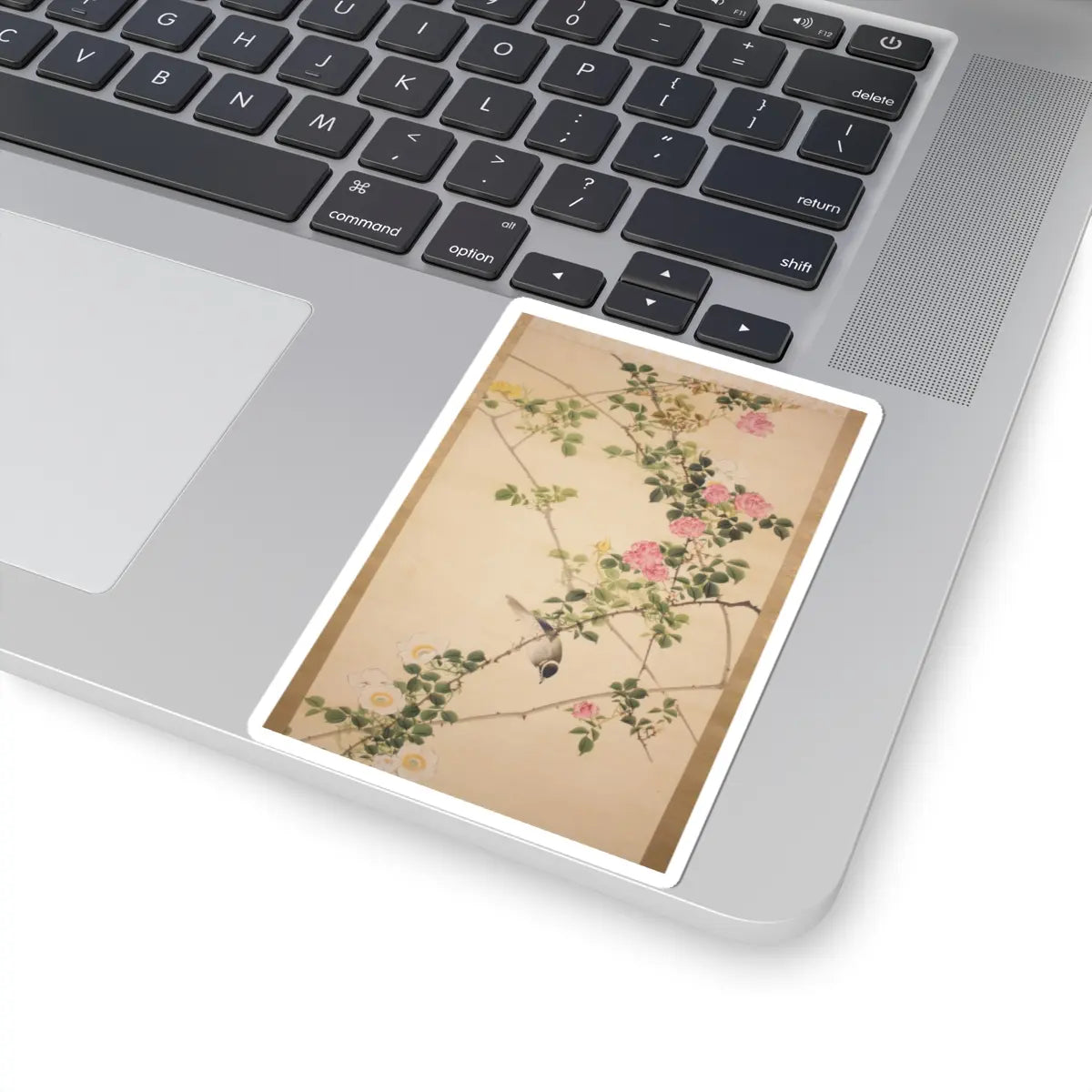Hasegawa Gyokuhō - Roses and Field Sparrow () - 19th century v4 - STICKER Vinyl Kiss-Cut Decal