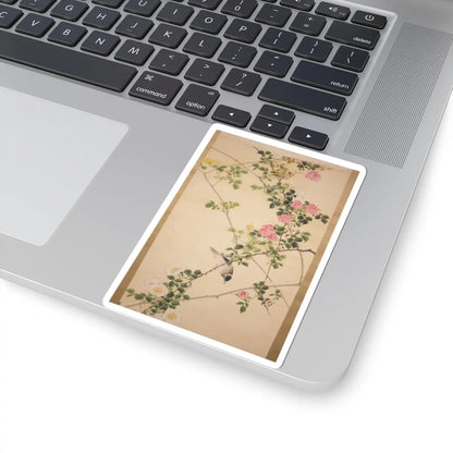 Hasegawa Gyokuhō - Roses and Field Sparrow () - 19th century v4 - STICKER Vinyl Kiss-Cut Decal