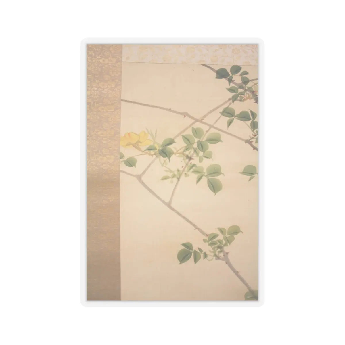 Hasegawa Gyokuhō - Roses and Field Sparrow () - 19th century v7 - STICKER Vinyl Kiss-Cut Decal