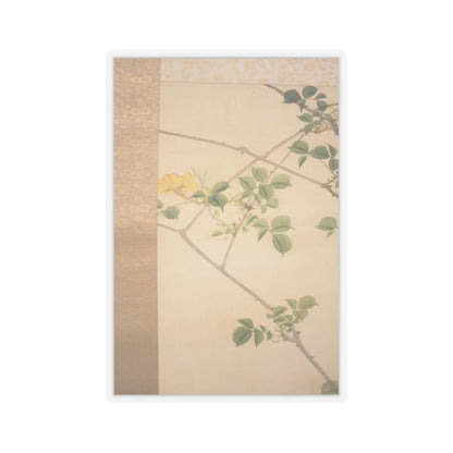 Hasegawa Gyokuhō - Roses and Field Sparrow () - 19th century v7 - STICKER Vinyl Kiss-Cut Decal
