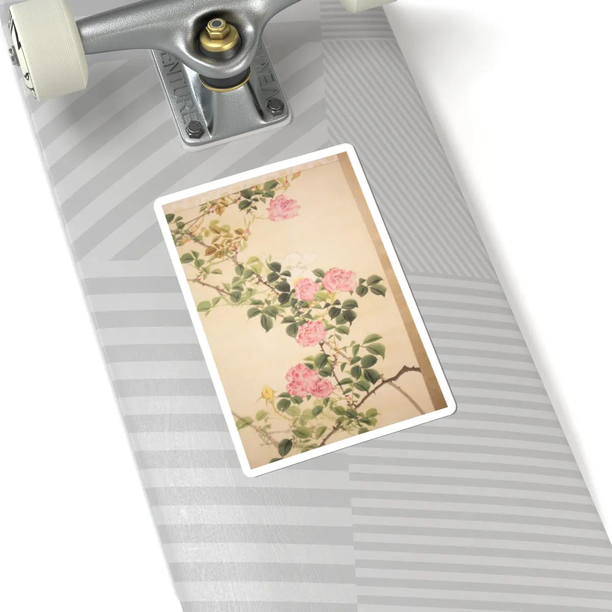 Hasegawa Gyokuhō - Roses and Field Sparrow () - 19th century v8 - STICKER Vinyl Kiss-Cut Decal