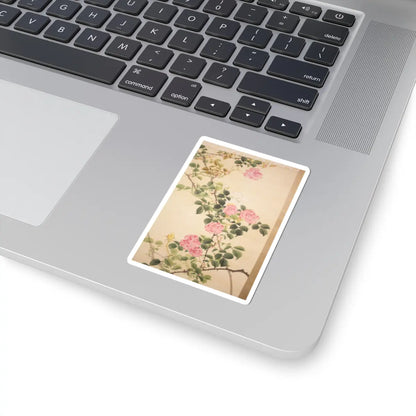 Hasegawa Gyokuhō - Roses and Field Sparrow () - 19th century v8 - STICKER Vinyl Kiss-Cut Decal