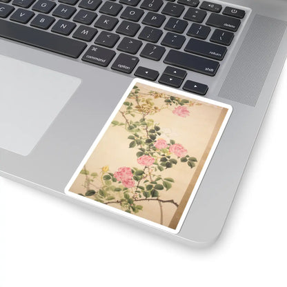 Hasegawa Gyokuhō - Roses and Field Sparrow () - 19th century v8 - STICKER Vinyl Kiss-Cut Decal