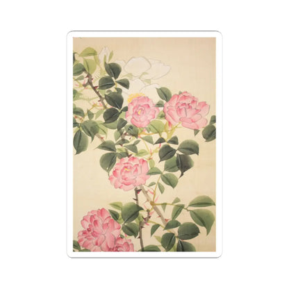 Hasegawa Gyokuhō - Roses and Field Sparrow () - 19th century v9 - STICKER Vinyl Kiss-Cut Decal