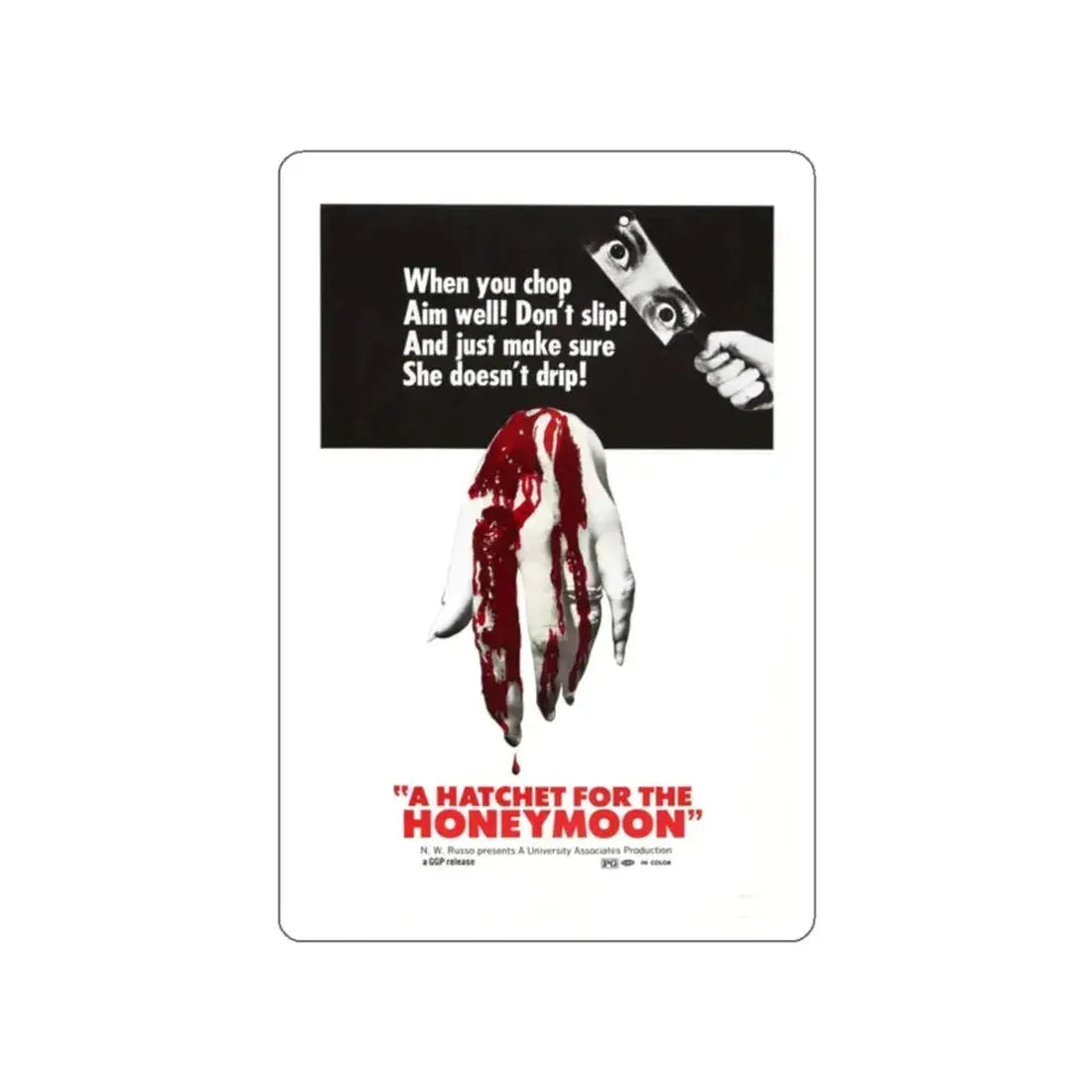 HATCHET FOR THE HONEYMOON 1970 Movie Poster STICKER Vinyl Die-Cut Decal - The Sticker Space