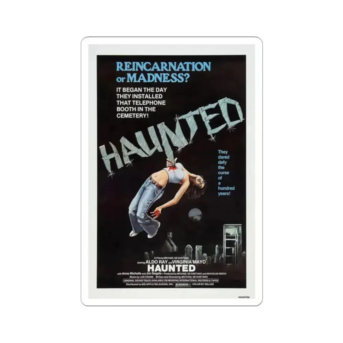 HAUNTED 1977 Movie Poster - STICKER Vinyl Kiss-Cut Decal 2 Inch White - The Sticker Space