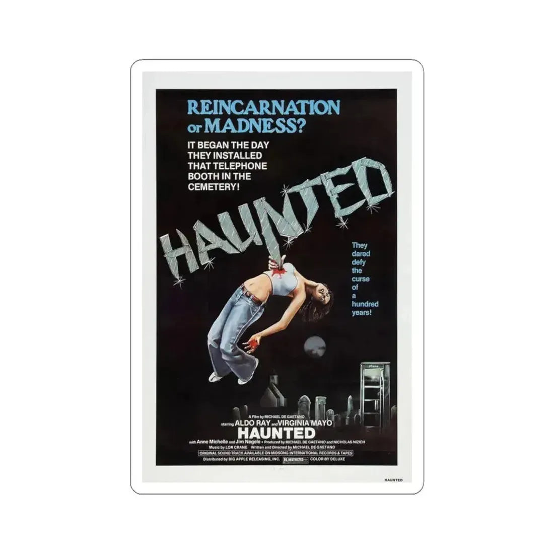 HAUNTED 1977 Movie Poster - STICKER Vinyl Kiss-Cut Decal 4 Inch White - The Sticker Space