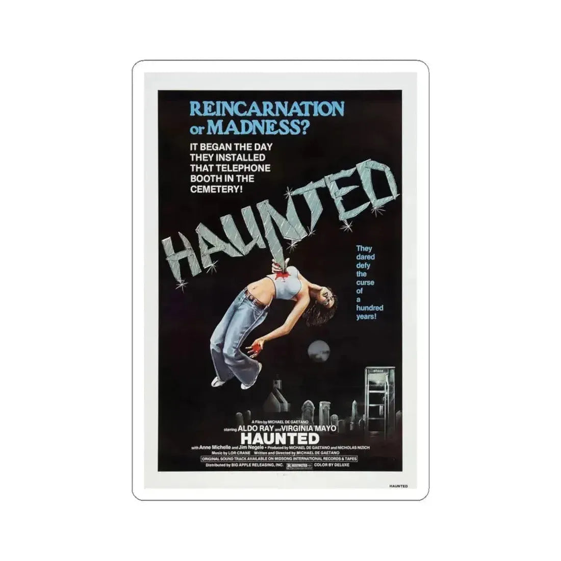 HAUNTED 1977 Movie Poster - STICKER Vinyl Kiss-Cut Decal 6 Inch White - The Sticker Space
