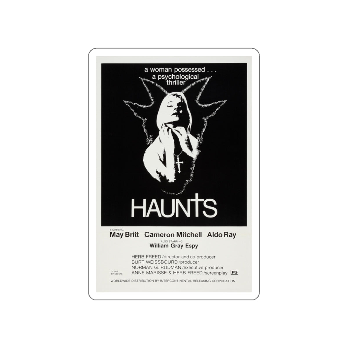 HAUNTS 1977 Movie Poster STICKER Vinyl Die-Cut Decal-3 Inch-The Sticker Space