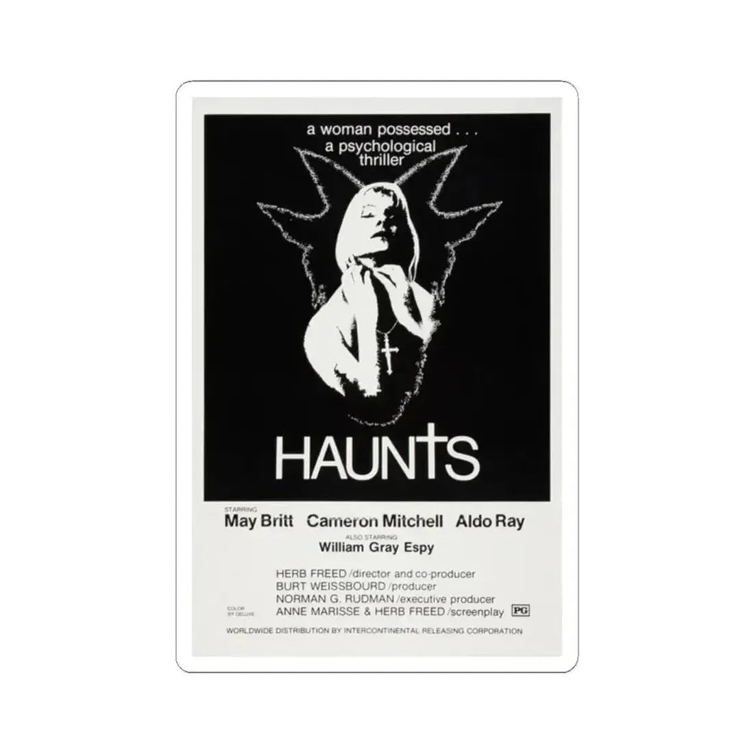 HAUNTS 1977 Movie Poster - STICKER Vinyl Kiss-Cut Decal 2 Inch White - The Sticker Space