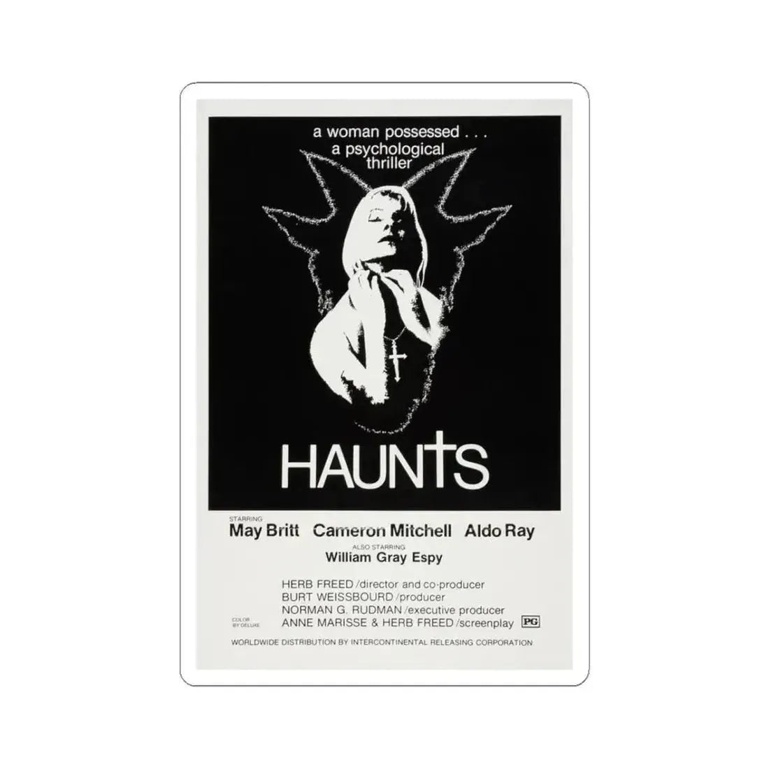HAUNTS 1977 Movie Poster - STICKER Vinyl Kiss-Cut Decal 3 Inch White - The Sticker Space