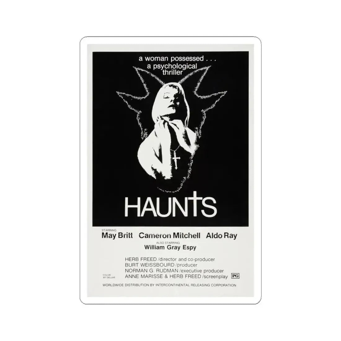 HAUNTS 1977 Movie Poster - STICKER Vinyl Kiss-Cut Decal 4 Inch White - The Sticker Space