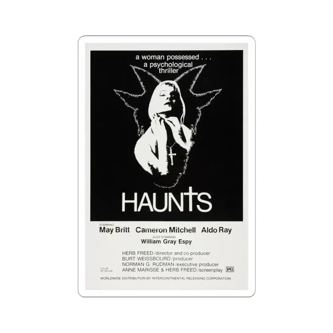 HAUNTS 1977 Movie Poster - STICKER Vinyl Kiss-Cut Decal 6 Inch White - The Sticker Space