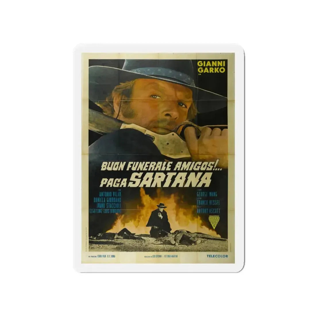 HAVE A GOOD FUNERAL MY FRIEND... SARTANA WILL PAY 1970 Movie Poster - Refrigerator Magnet 4 Inch - The Sticker Space