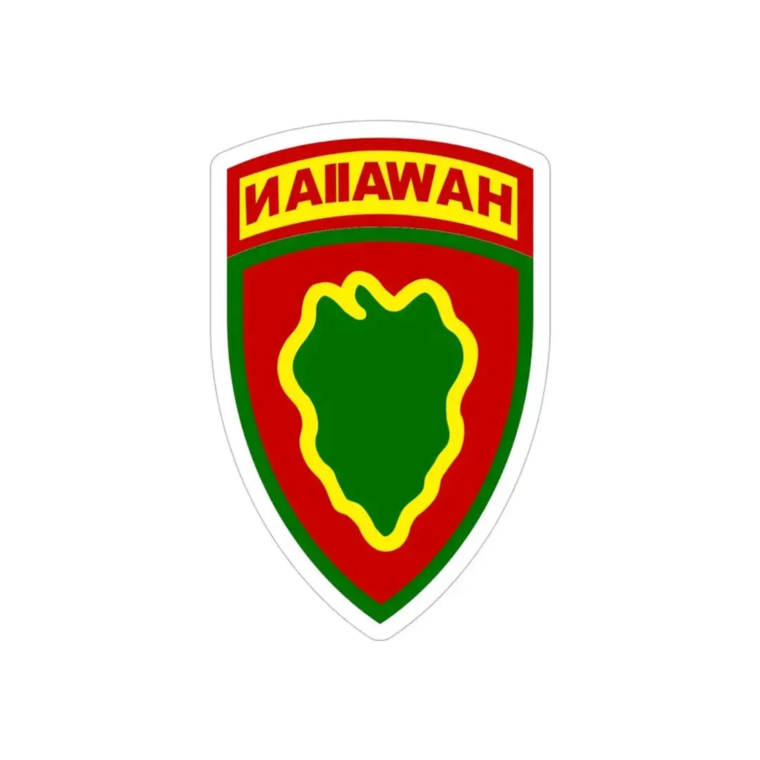 Hawaiian Division (U.S. Army) REVERSE PRINT Transparent Die-Cut STICKER 5 Inch Die-Cut Transparent - The Sticker Space