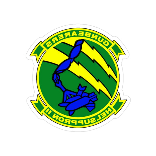 HC 11 Helicopter Combat Support Squadron 11 (U.S. Navy) REVERSE PRINT Transparent STICKER-2" × 2"-The Sticker Space