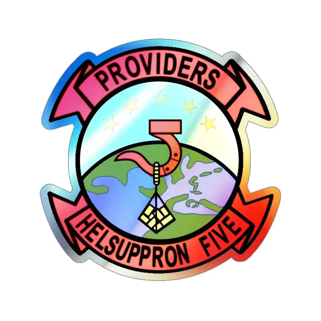 HC 5 Helicopter Combat Support Squadron 5  (U.S. Navy) Holographic STICKER Die-Cut Vinyl Decal 5 Inch Holographic - The Sticker Space