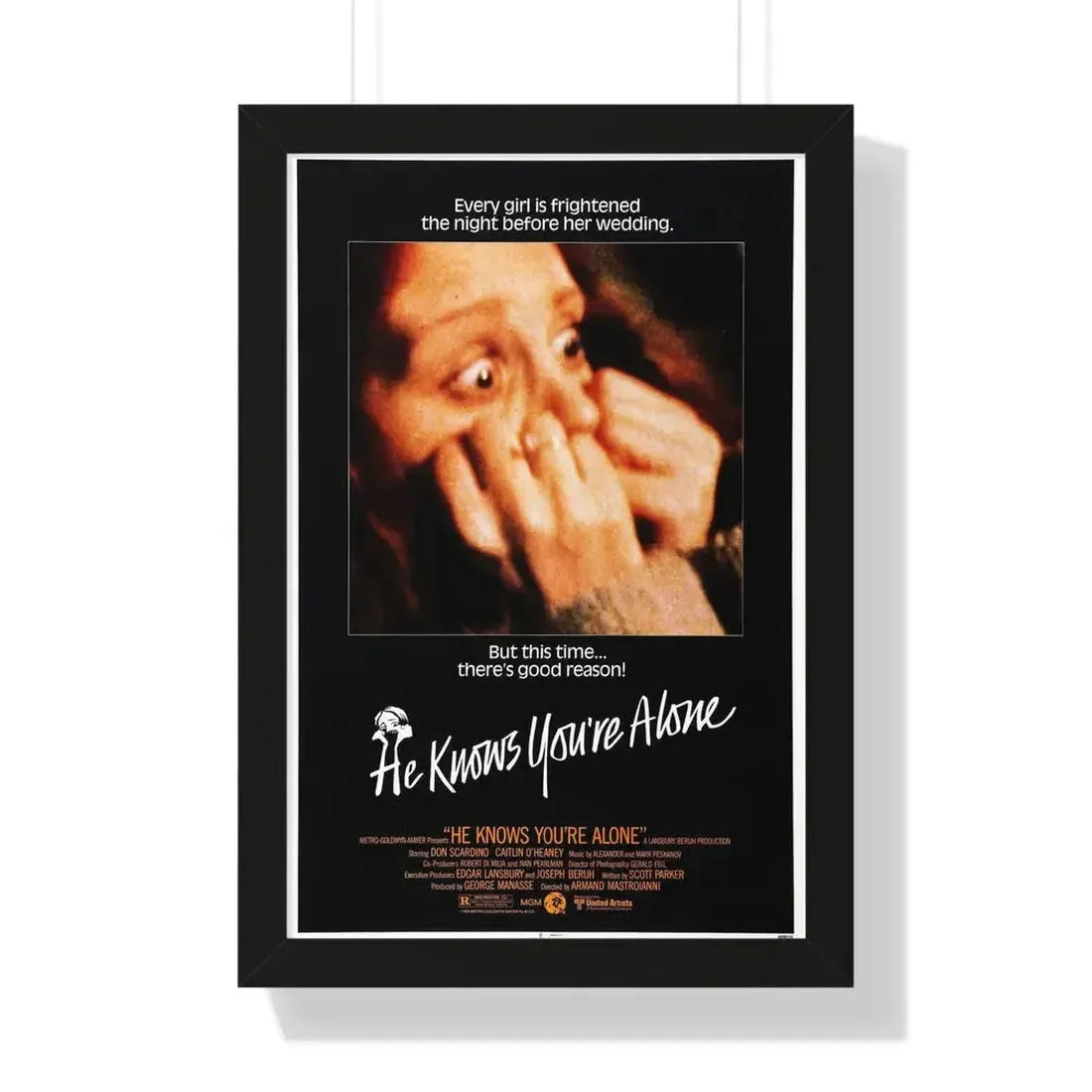HE KNOWS YOU'RE ALONE 1980 - Framed Movie Poster 16″ x 24″ Black - The Sticker Space