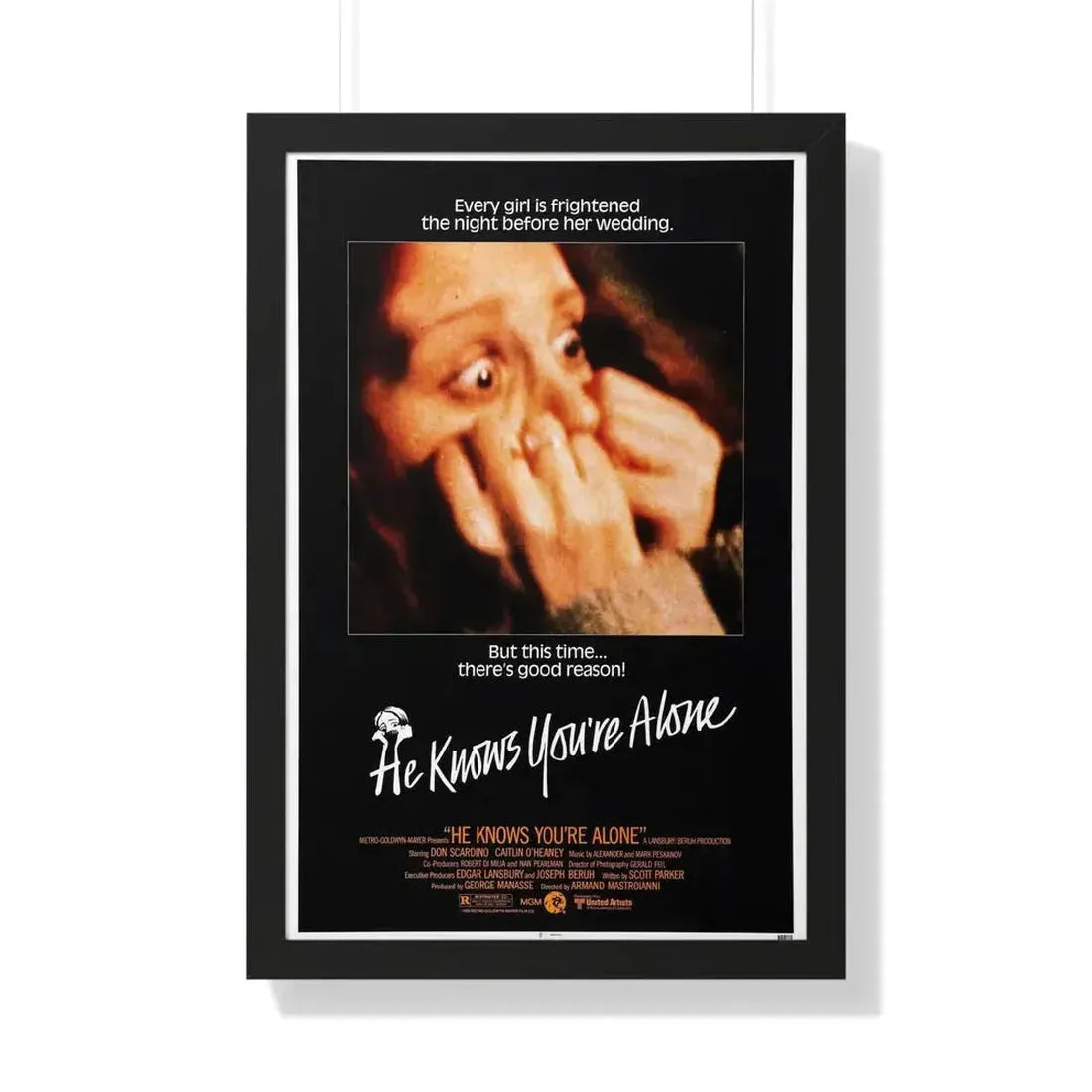 HE KNOWS YOU'RE ALONE 1980 - Framed Movie Poster 20" x 30" Black - The Sticker Space