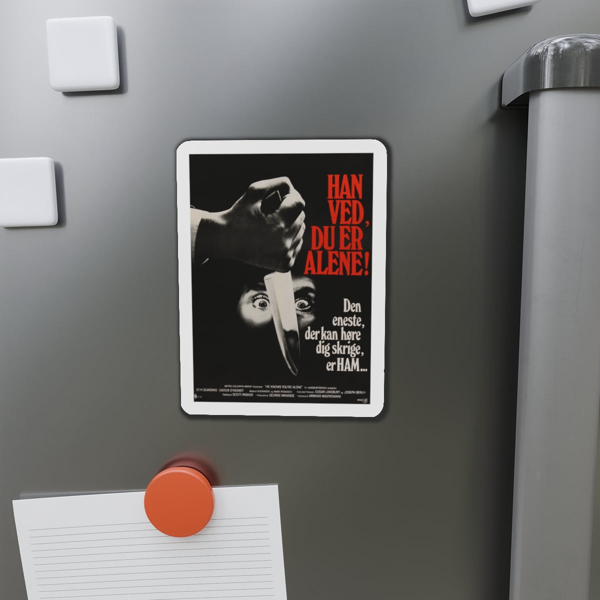 HE KNOWS YOU'RE ALONE (DANISH) 1980 Movie Poster - Die-Cut Magnet-The Sticker Space