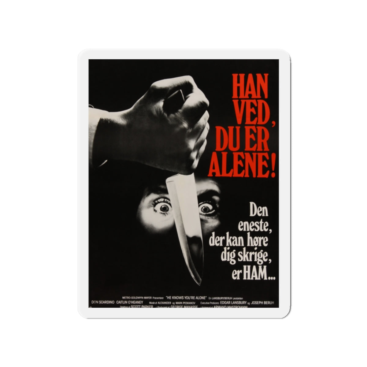 HE KNOWS YOU'RE ALONE (DANISH) 1980 Movie Poster - Die-Cut Magnet-2" x 2"-The Sticker Space