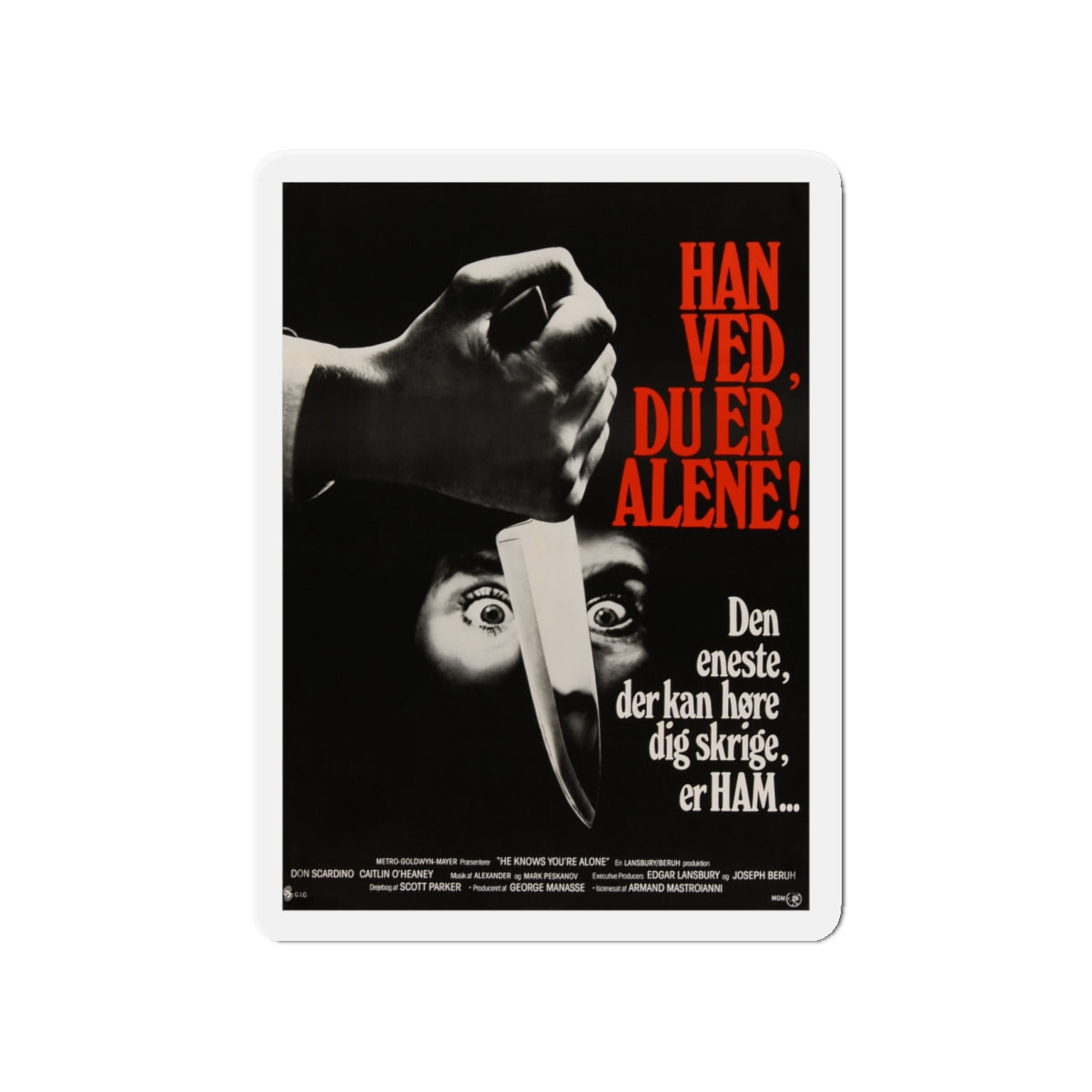 HE KNOWS YOU'RE ALONE (DANISH) 1980 Movie Poster - Die-Cut Magnet-4" x 4"-The Sticker Space