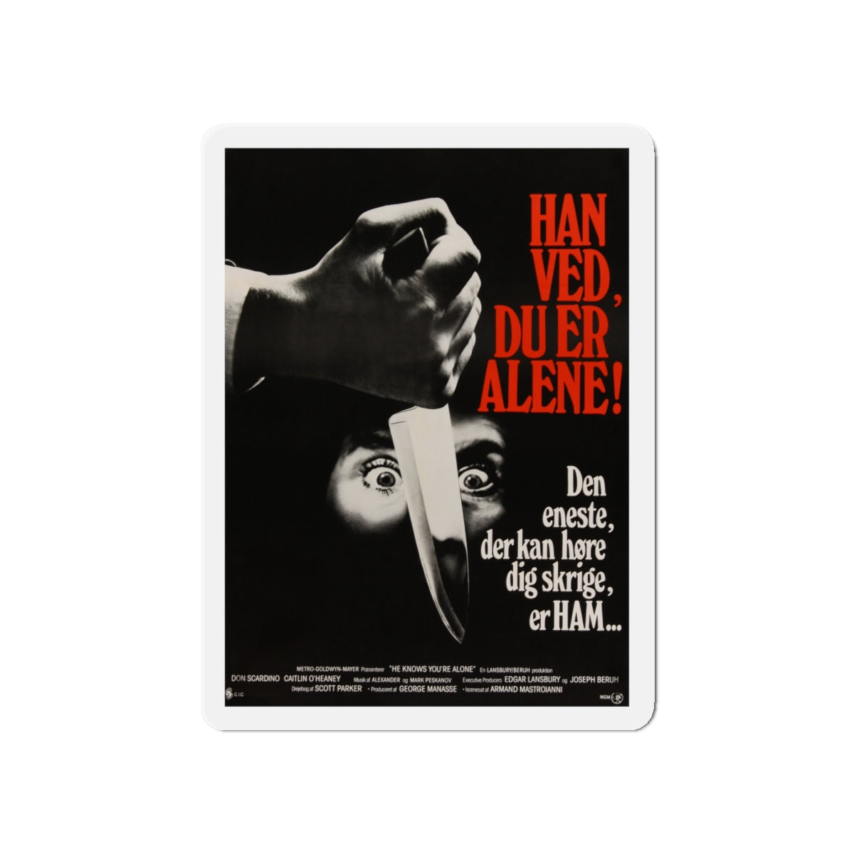 HE KNOWS YOU'RE ALONE (DANISH) 1980 Movie Poster - Die-Cut Magnet-5" x 5"-The Sticker Space