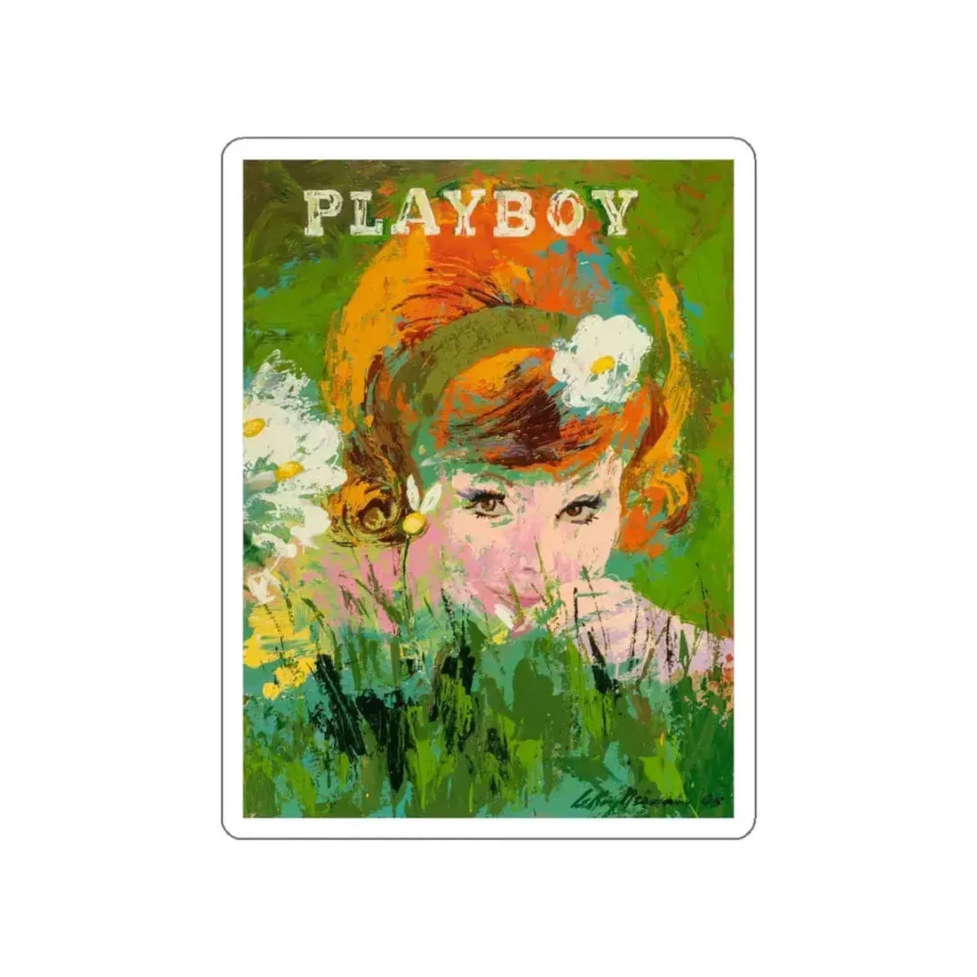 He Loves Me, He Loves Me Not, Playboy, 1965 (Magazine Illustration) STICKER Vinyl Die-Cut Decal White Die-Cut 4 Inch - The Sticker Space