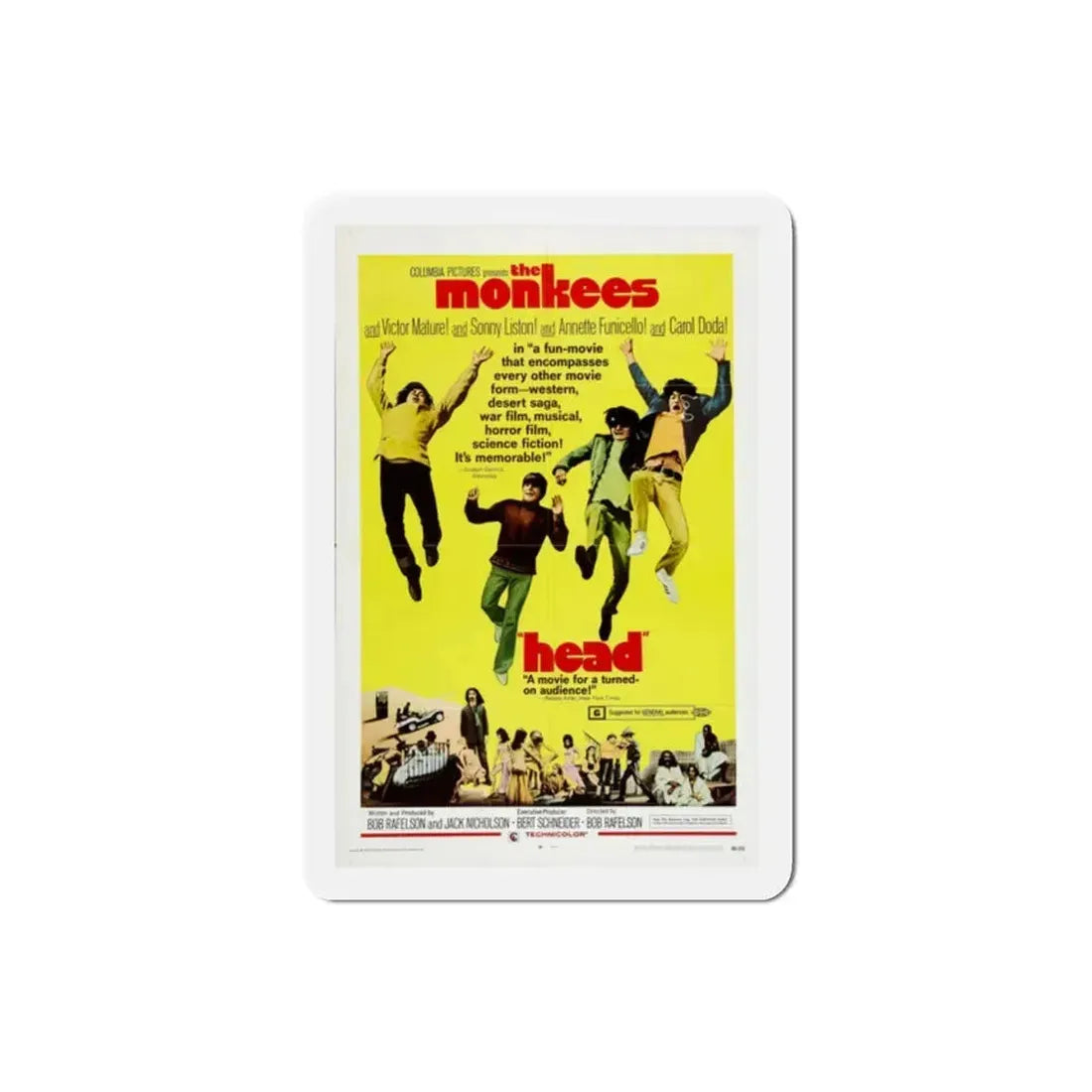 Head 1968 Movie Poster Refrigerator Magnet 2 Inch - The Sticker Space
