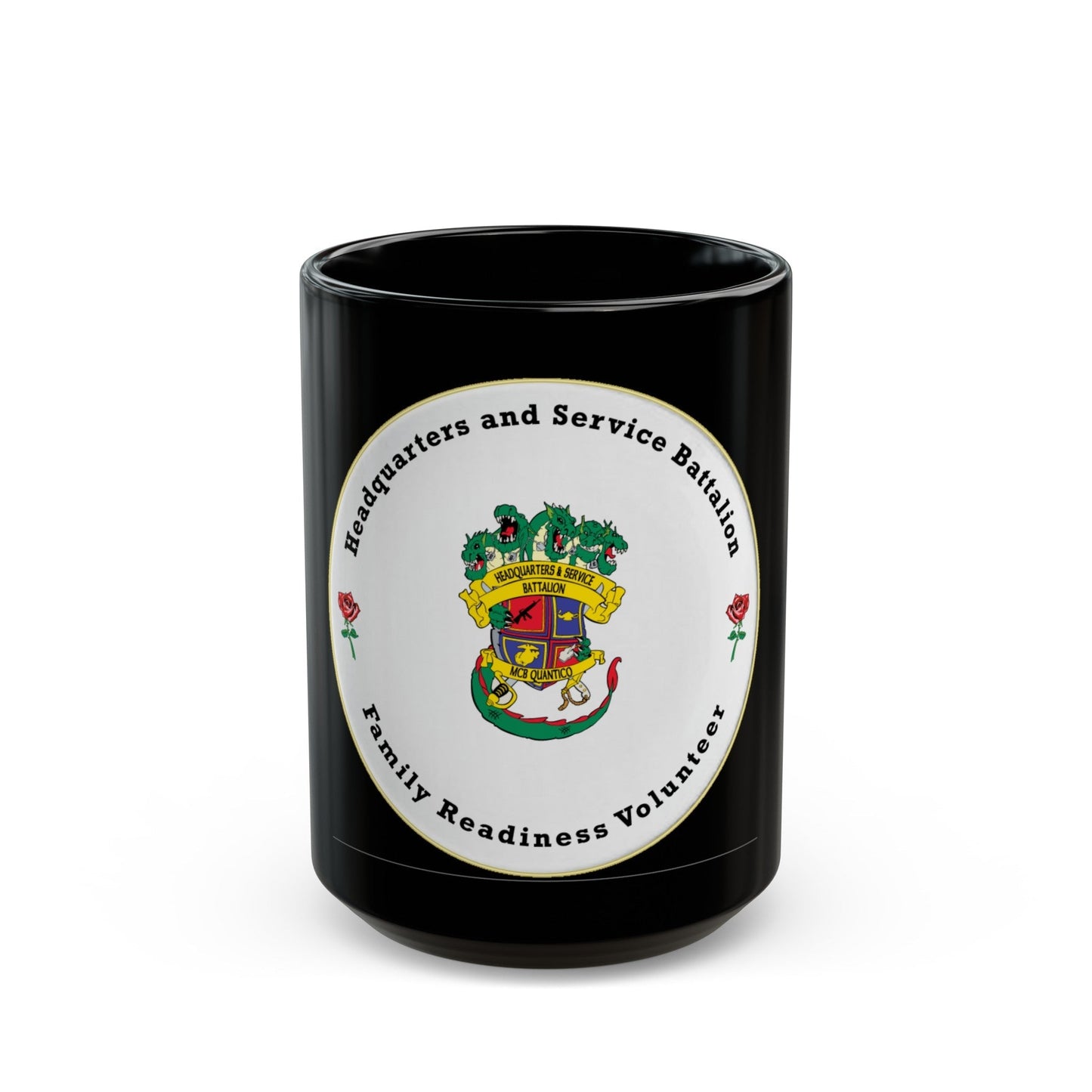 Headquarters And Service Battalion Family Readiness Volunteer (USMC) Black Coffee Mug-15oz-The Sticker Space