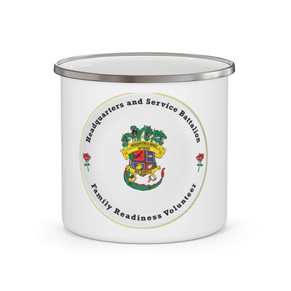 Headquarters And Service Battalion Family Readiness Volunteer (USMC) Enamel Mug-12oz-The Sticker Space