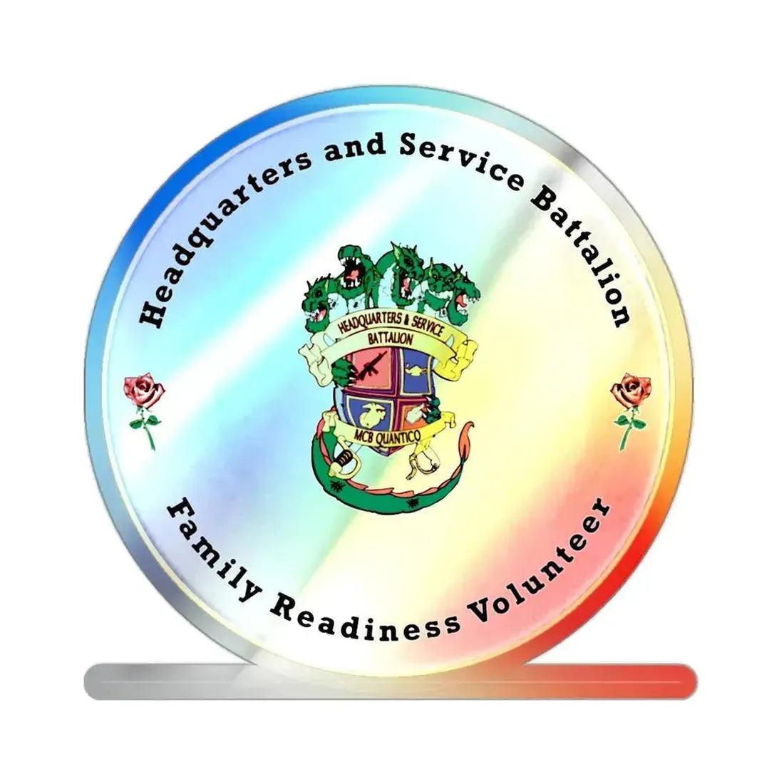 Headquarters And Service Battalion Family Readiness Volunteer (USMC) Holographic STICKER Die-Cut Vinyl Decal 2 Inch Holographic - The Sticker Space