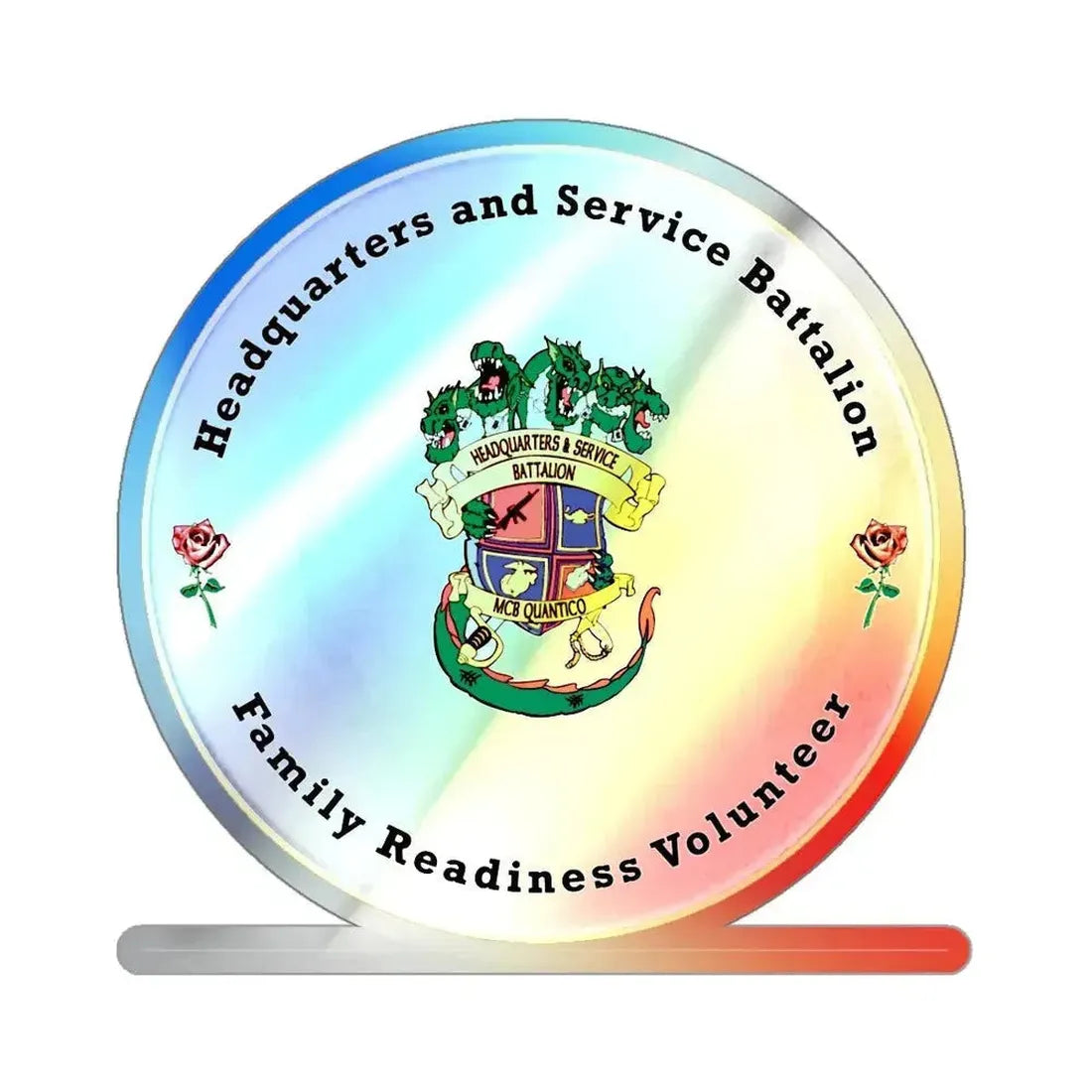 Headquarters And Service Battalion Family Readiness Volunteer (USMC) Holographic STICKER Die-Cut Vinyl Decal 6 Inch Holographic - The Sticker Space