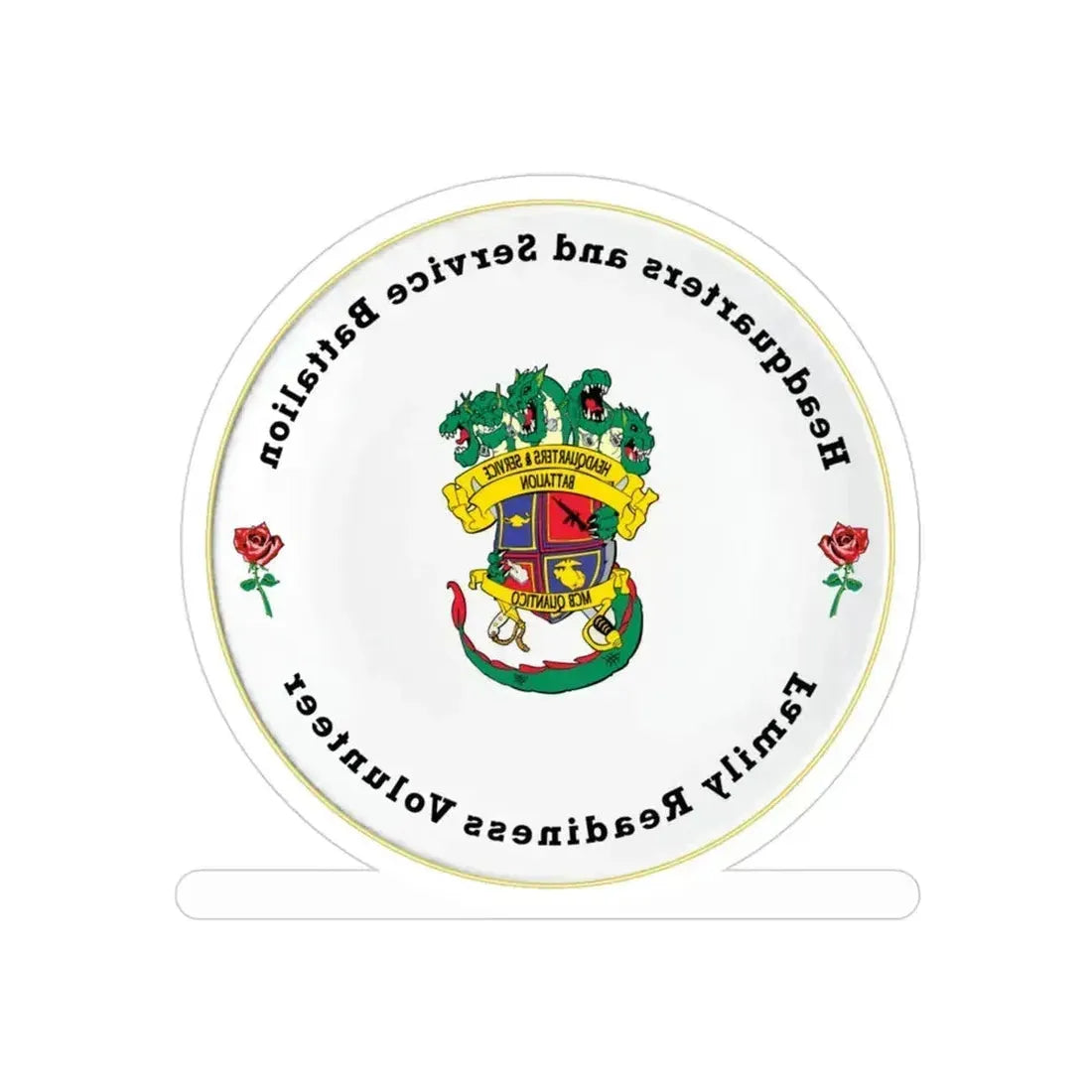 Headquarters And Service Battalion Family Readiness Volunteer (USMC) REVERSE PRINT Transparent Die-Cut STICKER 3 Inch Die-Cut Transparent - The Sticker Space
