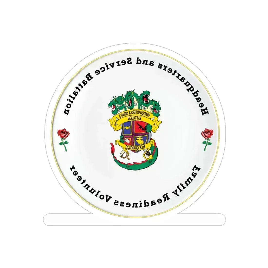 Headquarters And Service Battalion Family Readiness Volunteer (USMC) REVERSE PRINT Transparent Die-Cut STICKER - The Sticker Space