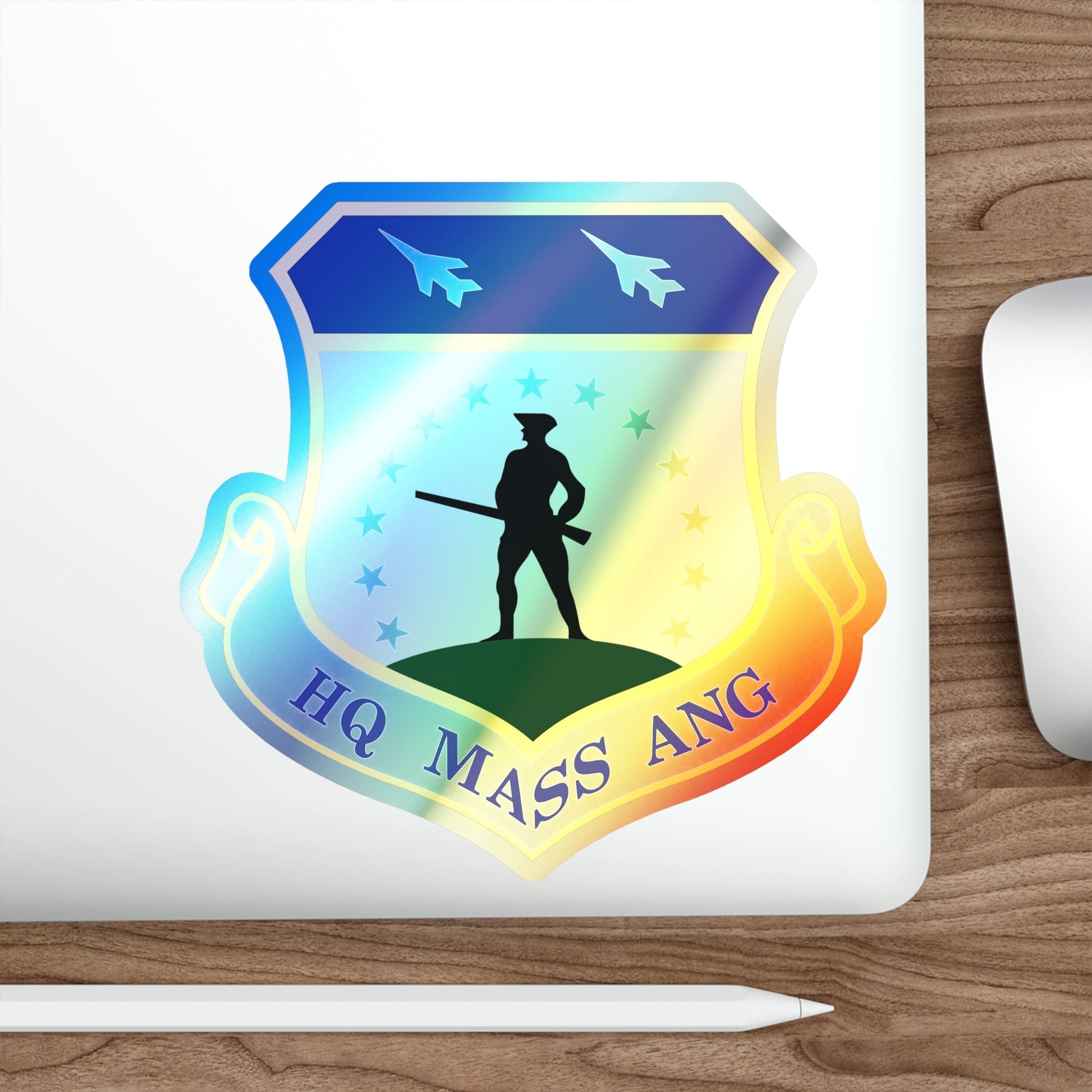 Headquarters Massachusetts Air National Guard (U.S. Air Force) Holographic STICKER Die-Cut Vinyl Decal-The Sticker Space