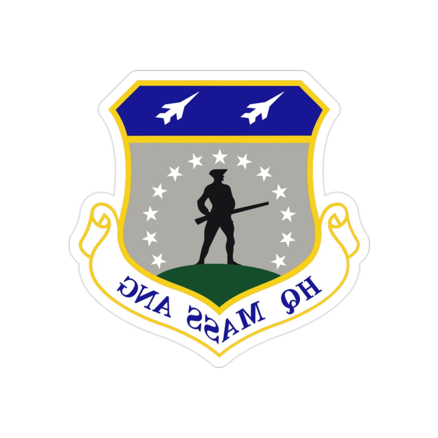 Headquarters Massachusetts Air National Guard (U.S. Air Force) REVERSE PRINT Transparent STICKER-2 Inch-The Sticker Space