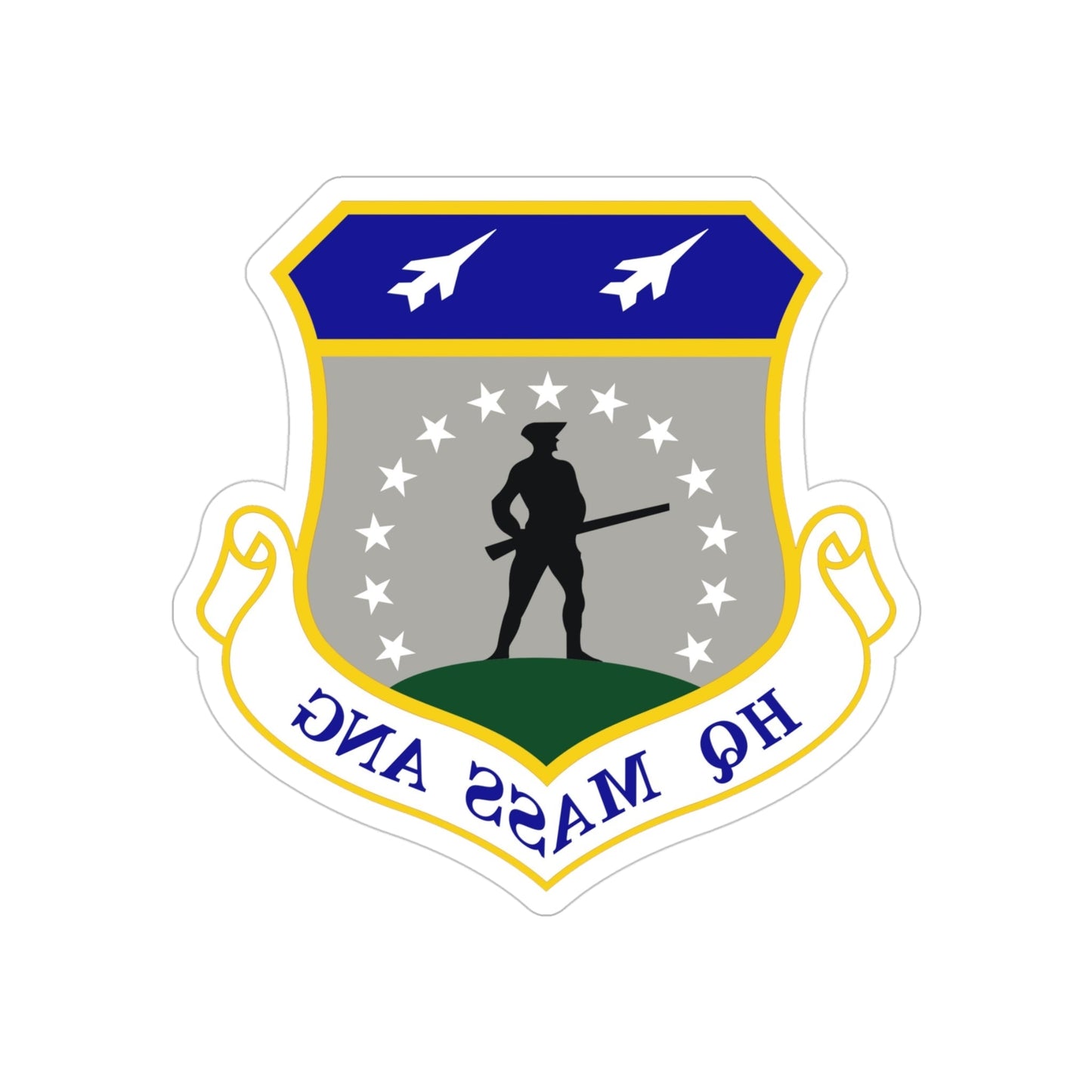 Headquarters Massachusetts Air National Guard (U.S. Air Force) REVERSE PRINT Transparent STICKER-4 Inch-The Sticker Space