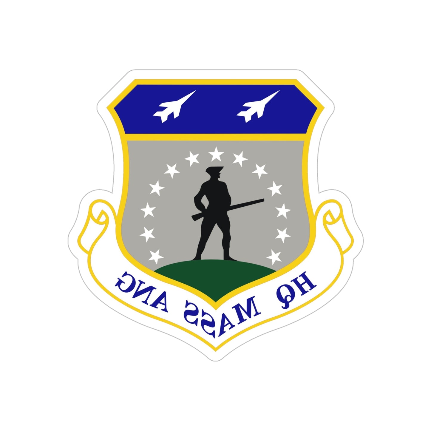 Headquarters Massachusetts Air National Guard (U.S. Air Force) REVERSE PRINT Transparent STICKER-5 Inch-The Sticker Space