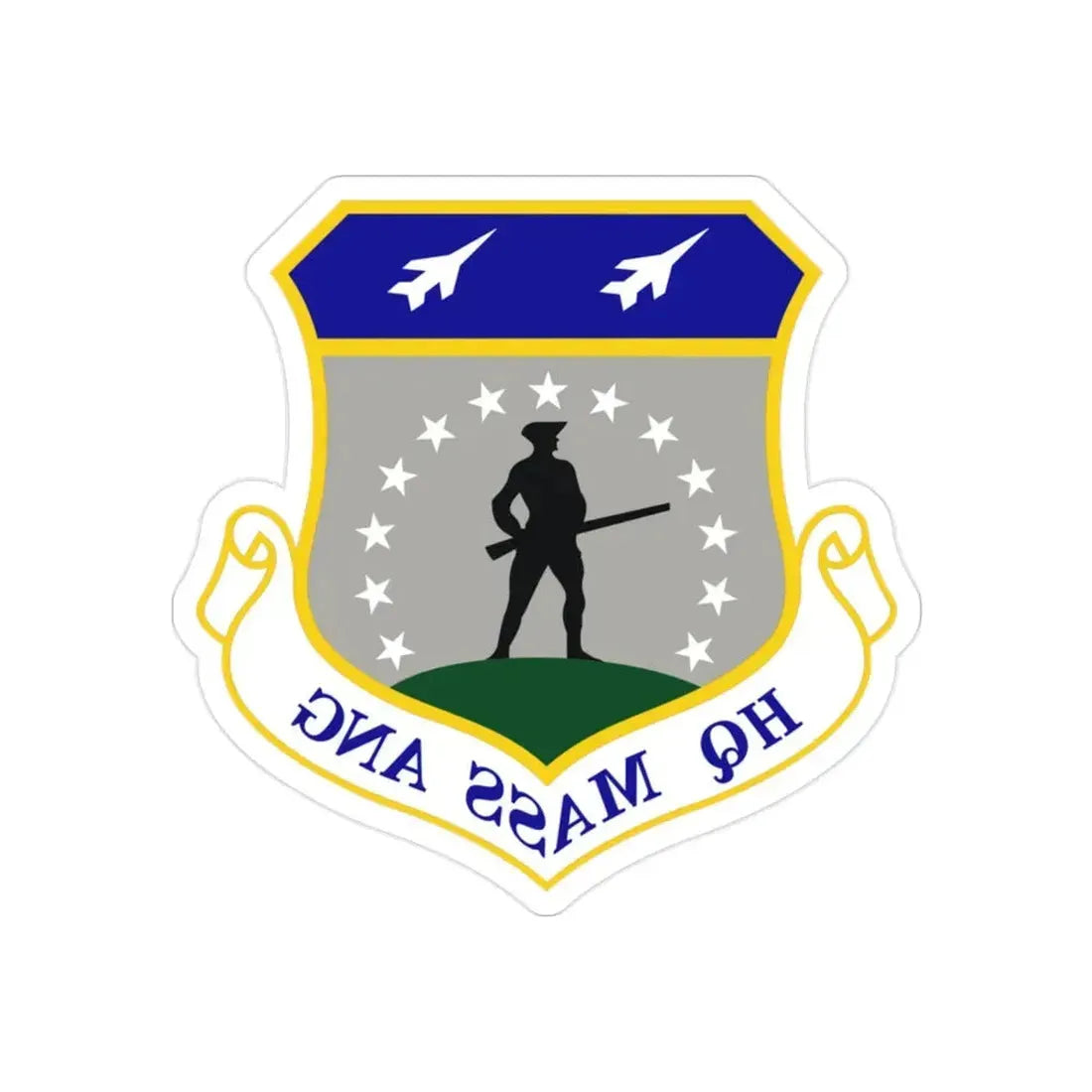 Headquarters Massachusetts Air National Guard (U.S. Air Force) REVERSE PRINT Transparent Die-Cut STICKER 2 Inch Die-Cut Transparent - The Sticker Space