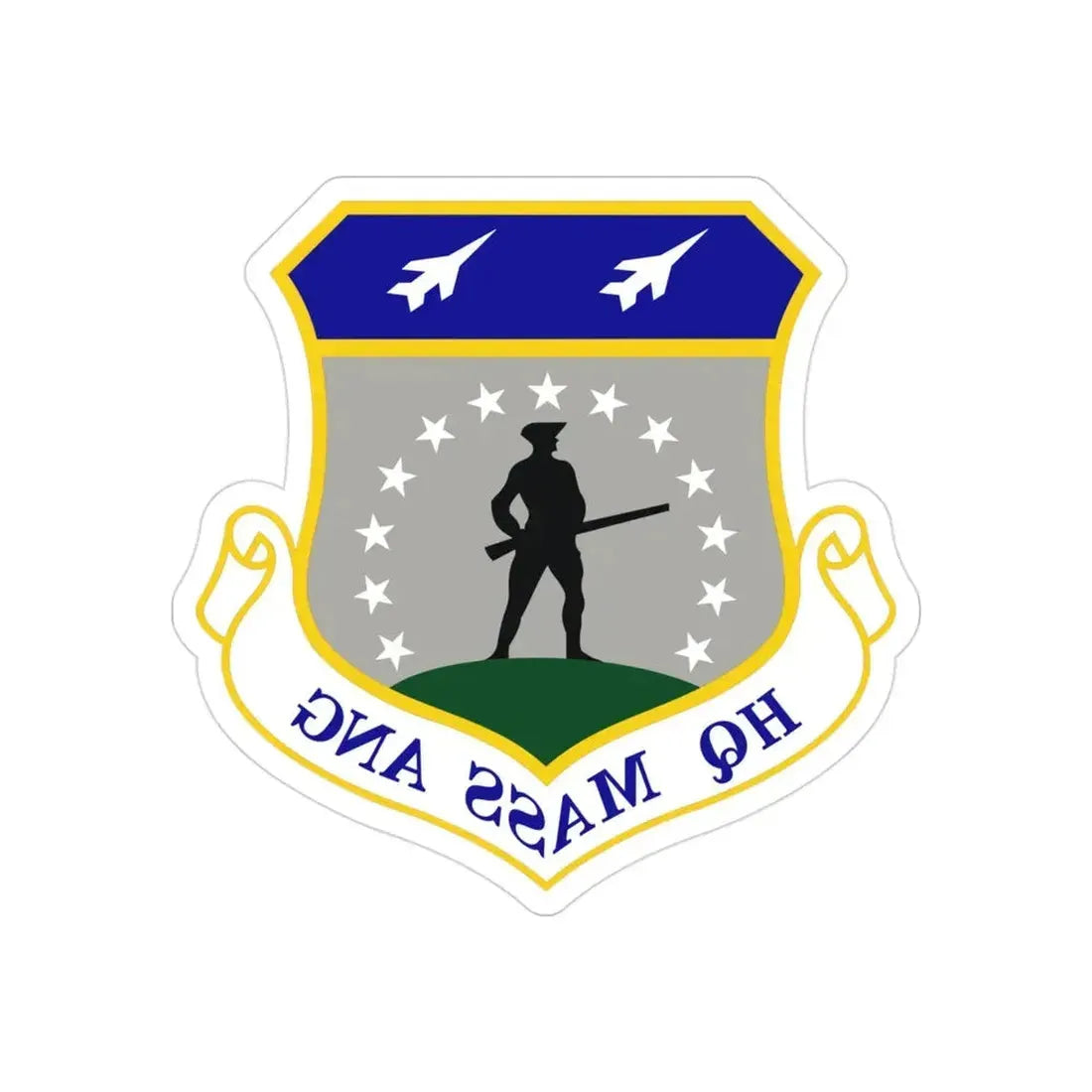 Headquarters Massachusetts Air National Guard (U.S. Air Force) REVERSE PRINT Transparent Die-Cut STICKER 3 Inch Die-Cut Transparent - The Sticker Space
