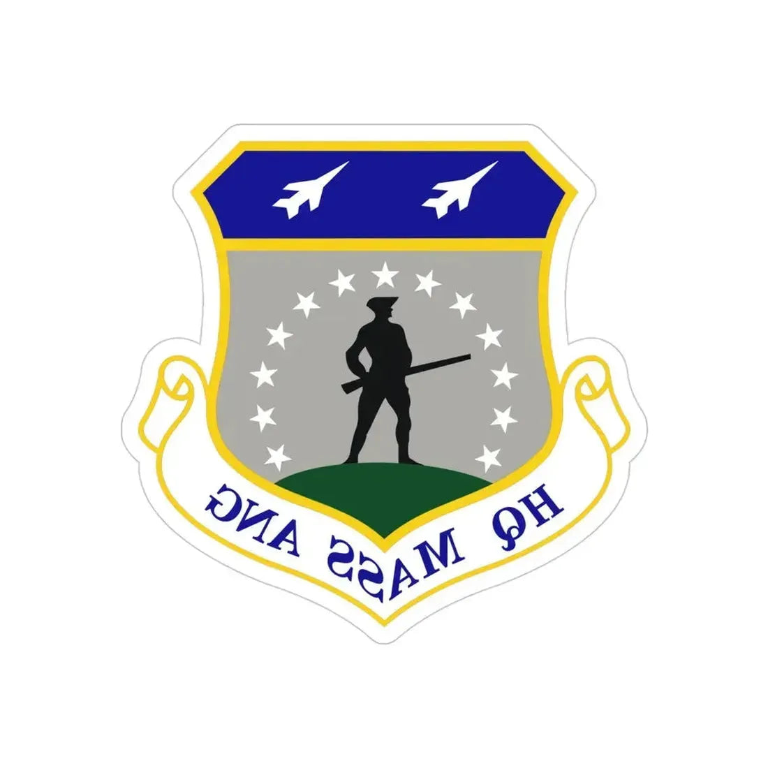 Headquarters Massachusetts Air National Guard (U.S. Air Force) REVERSE PRINT Transparent Die-Cut STICKER 4 Inch Die-Cut Transparent - The Sticker Space