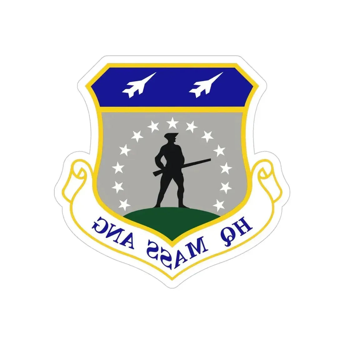 Headquarters Massachusetts Air National Guard (U.S. Air Force) REVERSE PRINT Transparent Die-Cut STICKER 5 Inch Die-Cut Transparent - The Sticker Space