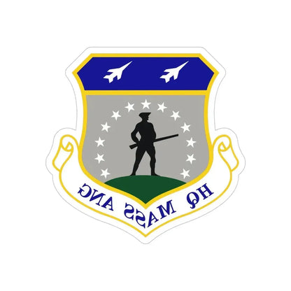Headquarters Massachusetts Air National Guard (U.S. Air Force) REVERSE PRINT Transparent Die-Cut STICKER 5 Inch Die-Cut Transparent - The Sticker Space