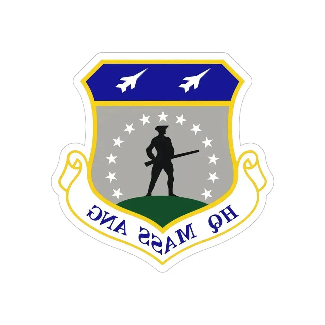 Headquarters Massachusetts Air National Guard (U.S. Air Force) REVERSE PRINT Transparent Die-Cut STICKER 6 Inch Die-Cut Transparent - The Sticker Space